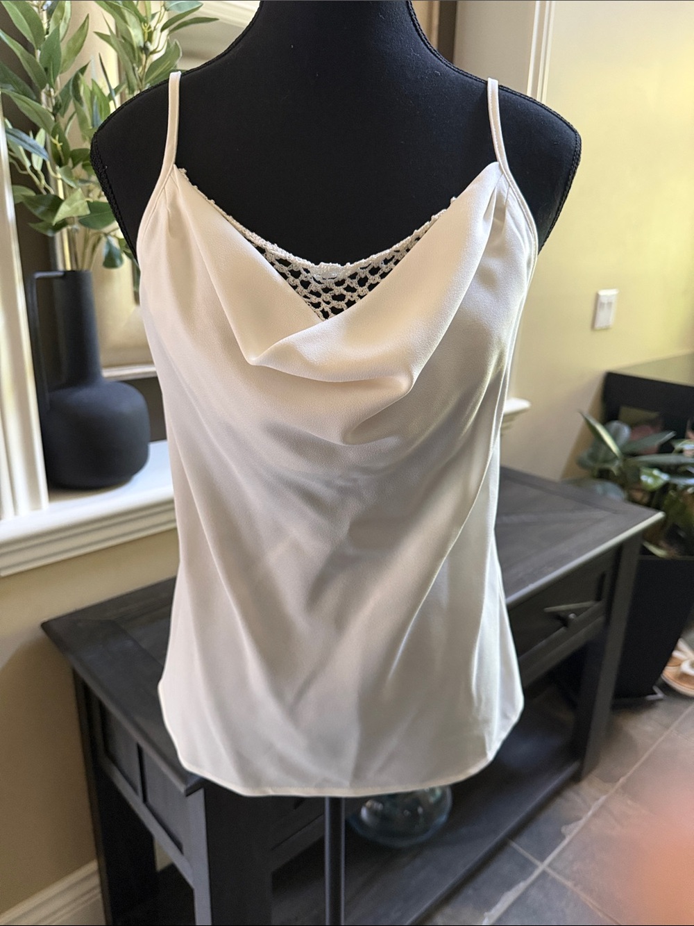 Together Ivory Cowl Neck Camisole with Lace Inset